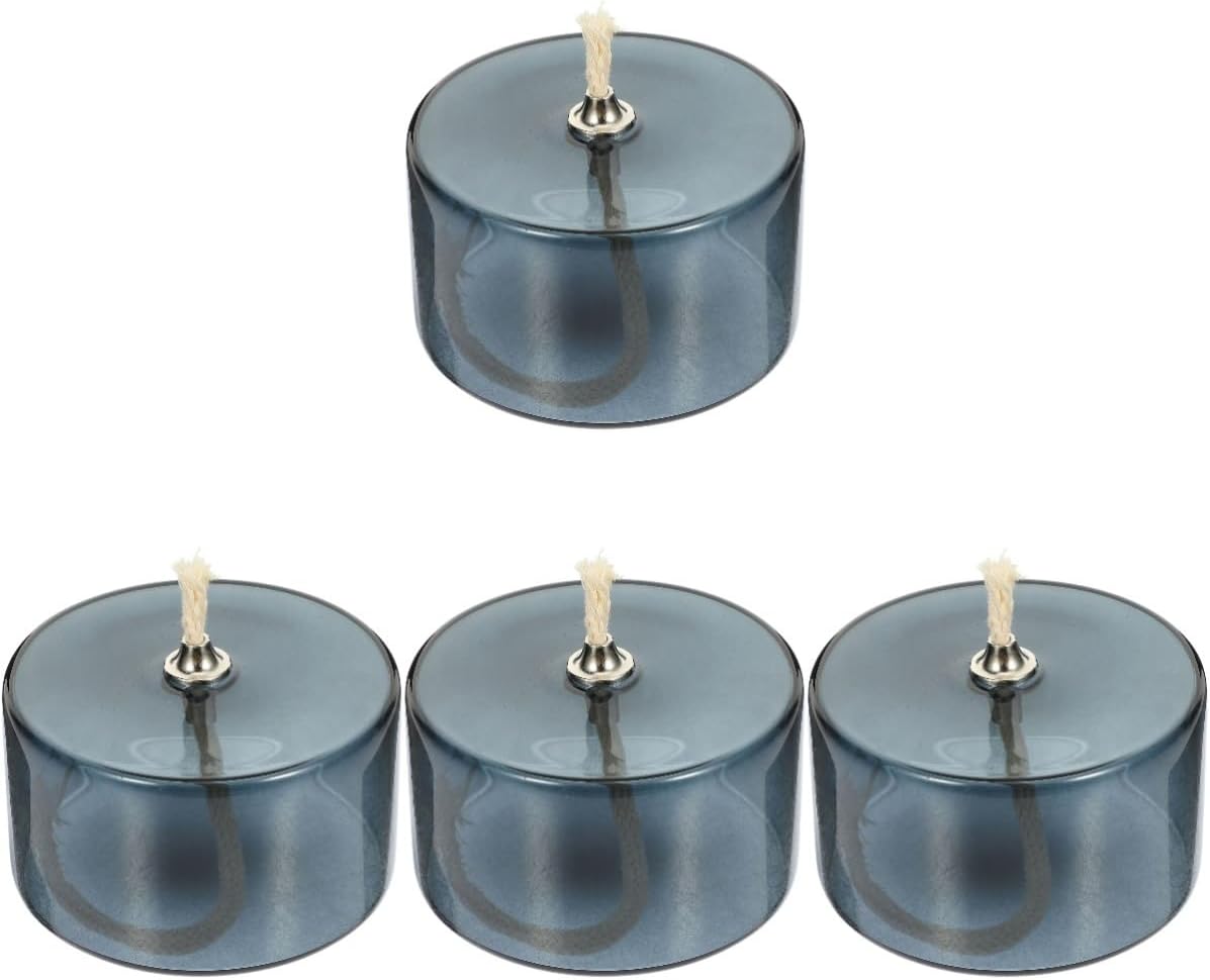 4pcs Creative Glass Oil Lamp Elegant Indoor Kerosene Lantern for Desktop Decor Refillable Design Flat Base Stylish Home Lighting Decorative Accent Deep Wick