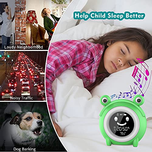 Kids Alarm Clock, Cute Frog Alarm Clock For Kids Bedroom, Toddlers Sleep Training Clock With Night Lights, Sound Machine, Temperature, Digital Wake Up Clock For Boy Girl Children Birthday Gifts #TOP5