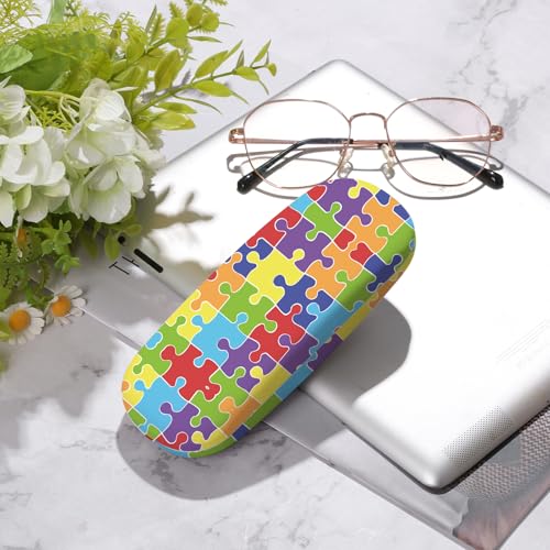 Image of Glasses Case Hard Shell,Portable Protective Eyeglasses Case, Eyeglass Holder Box with Cleaning Cloth,for Women Men
