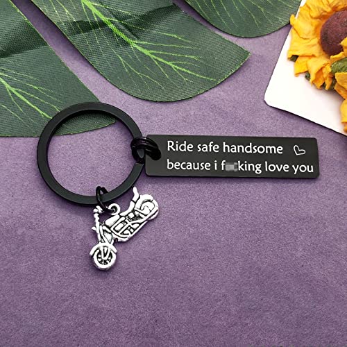 Biker Gift Keychain Keyring Valentine's Day Keychain For Boyfriend Ride Safe Keychain Motocycle Keychain Gift For Biker Ride Safe Handsome Because I Love You Keychain New Driver Gift Birthday Gifts #TOP5