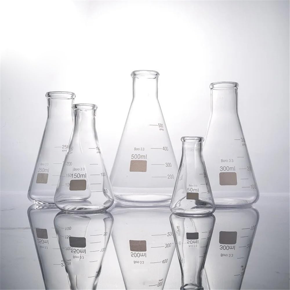 Cristalería de Laboratorio Matraz Erlenmeyer de 2000 ml y matraz triangular cónico de cuello de vidrio de borosilicato 3.3 de 2 l. Equipo de laboratorio.(With Silicone Plug)