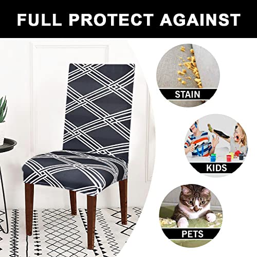 Image of Magical Universal Elastic Premium Stretchable Magic Slipcover Stretch Dining Table Room Chair Covers Protector Set of 4 Piece Seater India (Linen Black)