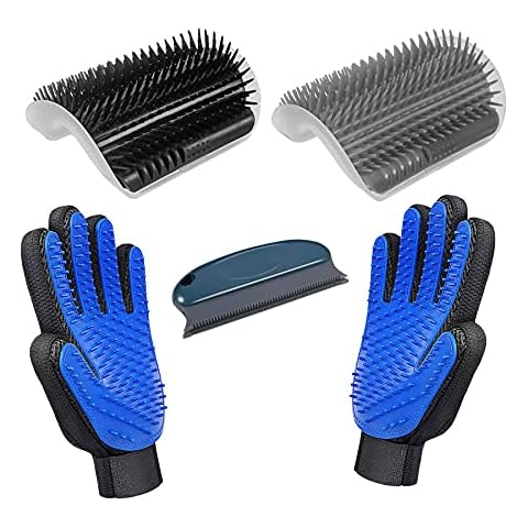 D-buy 5 Pack Cat Groomer Brush Set, Cat Self Groomers Corner Massage Combs with Catnip, Pet Grooming Mitts Brush Gloves for Short Long Fur Cats Puppy, Pet Hair Remover Brush Lint Remover Cover