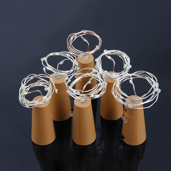 Image of LED Wine Bottle Cork Lights - 2M Copper Wire Fairy String Lights, Battery Operated DIY Decorative Lights for Bottles, Parties, Home, Weddings & Festive Decor - Yellow (Warm) (6)