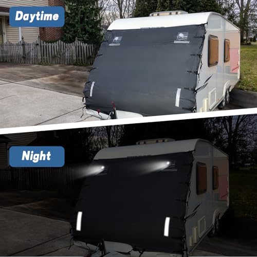 SYWAN Storage 8\' Front RV Cover, Caravan Front Cover Front Towing Cover Protector Universal RV Towing Cover Waterproof Motorhome Caravan Cover with Reflective Strips