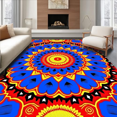 Design&I Flatwoven Area Rug 5x7 ft, Opulent with Radiant Petal