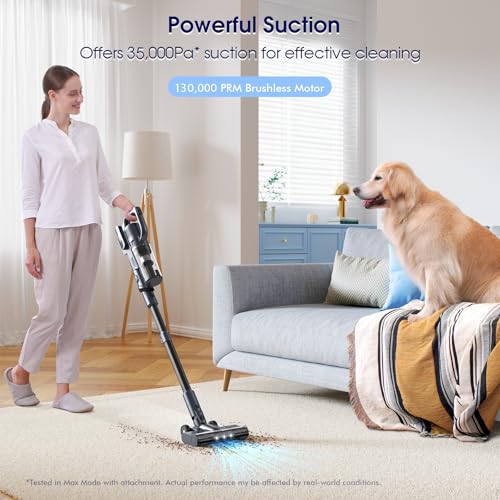 Cordless Vacuum Cleaner, 35kPa Powerful Suction Max 50min Runtime, Stick and Handheld Vacuum, Lightweight Vacuum Cleaners for Home, Carpets, Hard Floor, Pet Hair, Cars