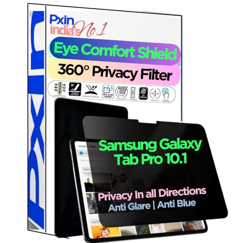 Image of PxIn Tablet Privacy Screen Guard compatible with Samsung Galaxy Tab Pro 10.1 | No.1 | Anti Glare | Anti Blue Light | Anti UV | 4 Way Privacy Filter | 360 Privacy | Eye Protect