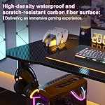 Gaming Desk Z Shaped 40 Inch Gamer Workstation, Home Computer Carbon Fiber Surface Gaming Desk PC Table with Headphone Hook, Carbon Fiber Black - Image 5