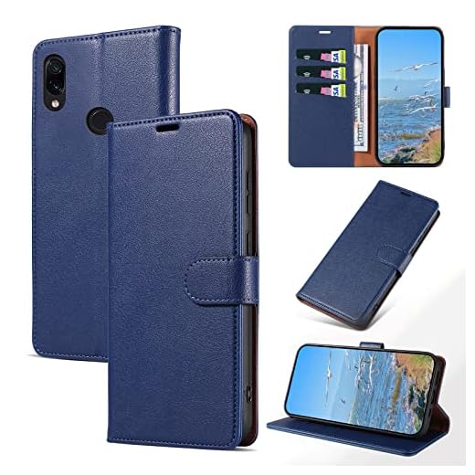 KKEIKO Coque pour Xiaomi Redmi Note 7 / Redmi Note 7 Pro, Antichoc Magnetique Étui à Rabat avec Porte Cartes, Portefeuille Housse en Cuir PU pour Xiaomi Redmi Note 7 / Redmi Note 7 Pro, Bleu