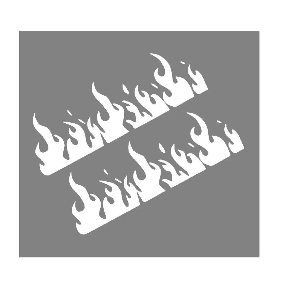 Dabhuoc Glossy White Burning Stereoscopic Flame Car Stickers Car Vinyl Decal Waterproof Vehicles Motorcycle(,33X11.3cm)