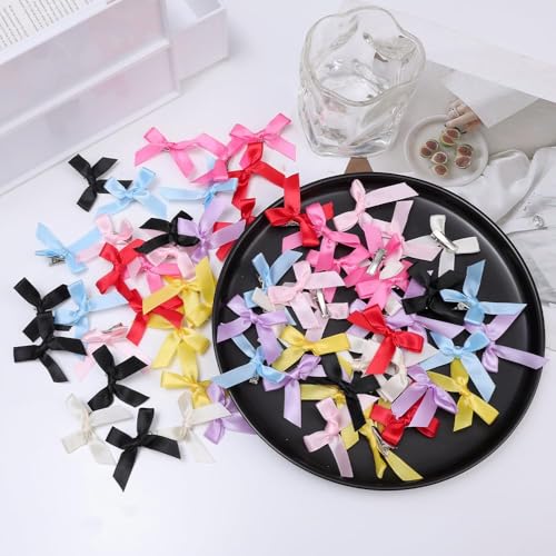 Set de 20 pinzas rojas mini con moño para cabello miniatura 3