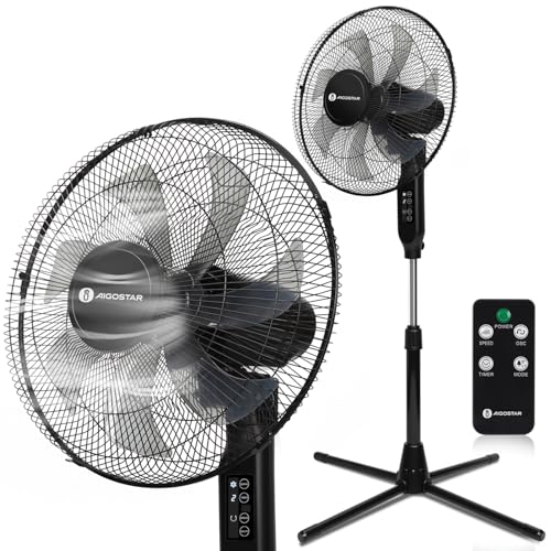 Aigostar 7-Blade Pedestal Fan Oscillating with Remote, 16' Standing Fan for Bedroom, 9H Timer, 3...