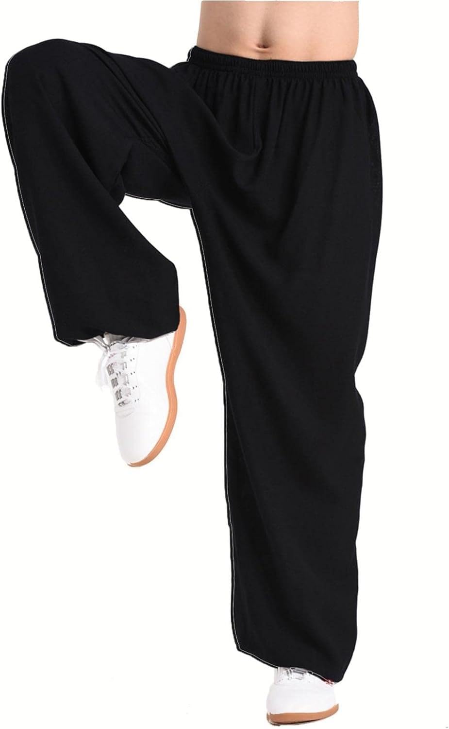 Unisex Kung Fu Hose mit 4-Wege-Stretch - Atmungsaktive Martial Arts Hose für Tai Chi, Yoga, Jogging - Hohe Taille & Beinöffnung (Damen & Herren)