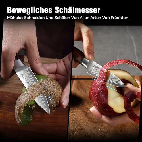 PAUDIN 9 cm Gemüsemesser, Scharf Obstmesser Schälmesser Küchen Messer Ergonomischer Griff Deutscher Edelstahl mit scharfer Klinge 4