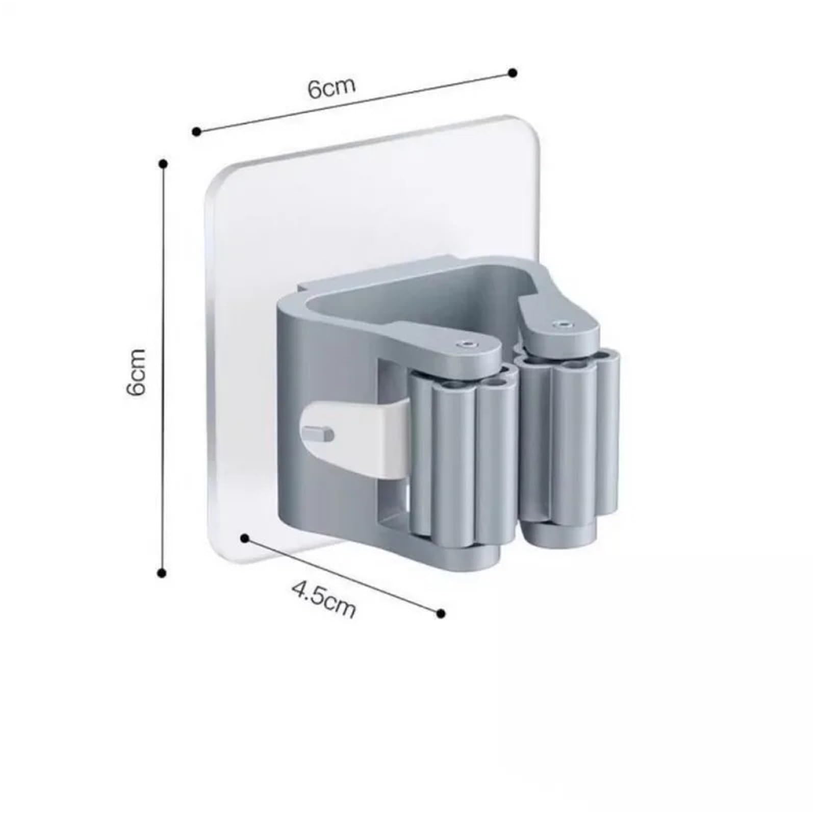 Soporte de pared para escobas, 40 unidades, soporte autoadhesivo para escobas, soporte para fregona, soporte para fregona, organizador de almacenamiento para baño (4 unidades, gris)