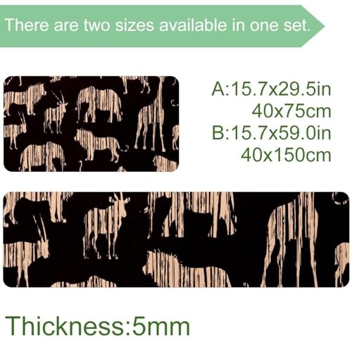 Tapis de cuisine animaux africains lavable et absorbant style grunge