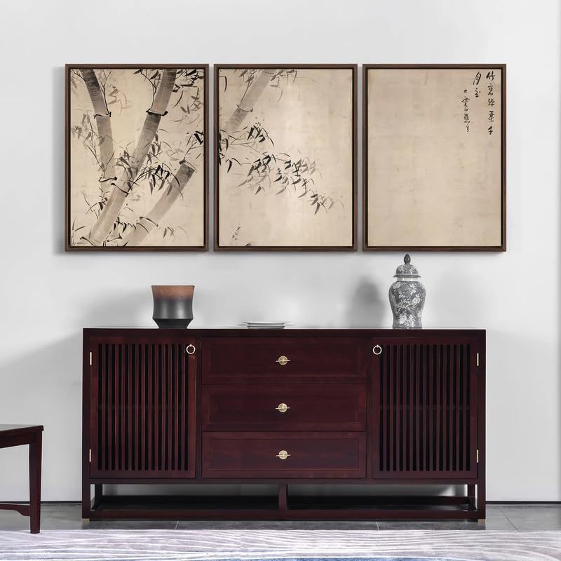 Affiche Ike no Taiga poster asiatique triptyque bambou japonais A4
