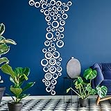 Shappy 72 Pieces Removable Round Mirror Wall Decal Circle Wall Mirror Stickers Silver Acrylic Decals for Living Room Bedroom Home Wedding Office Home Decor, 2.5-13.5 cm