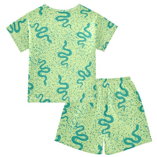 Pajama Sets Short Sleeve Snake Pattern Soft Cotton Summer Sleepwear 2 Piece PJS Size 5-14T2
