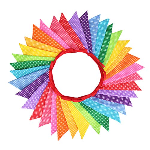 G2PLUS Süße Beidseitig Wimpel Girlande, 10M Bunting Wimpelkette mit 36 STK Farbenfroh Wimpeln für Hochzeits Geburtstag Party