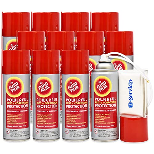 Fluid Film 11.75 oz. Spray 12-Pak, Spray can Extension Wand, Bonus Number 1 in Service Wallet Size Tissue Pack