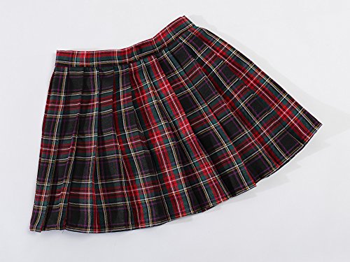 Beautifulfashionlife Girl's High Waist Knee Length Skirt Short Role Play Costumes Skirts (M,Black Mixed Rose Red)