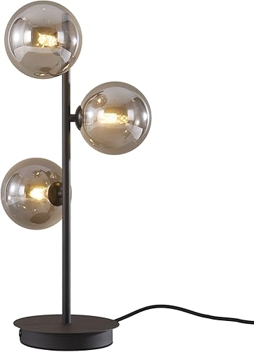 Miniatura 1 de Lámpara de mesa moderna de mediados de siglo Lámpara de escritorio de globo de vidrio gris ahumado Lámpara de mesa de noche vintage industrial Luz