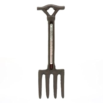 CKB LTD Wall Mounted Garden Thermometer - Cast Iron Temperature Reading Tool For Outdoor/Indoor Use in Greenhouse, Conservatory, Home Art Decoration Ornament Fork