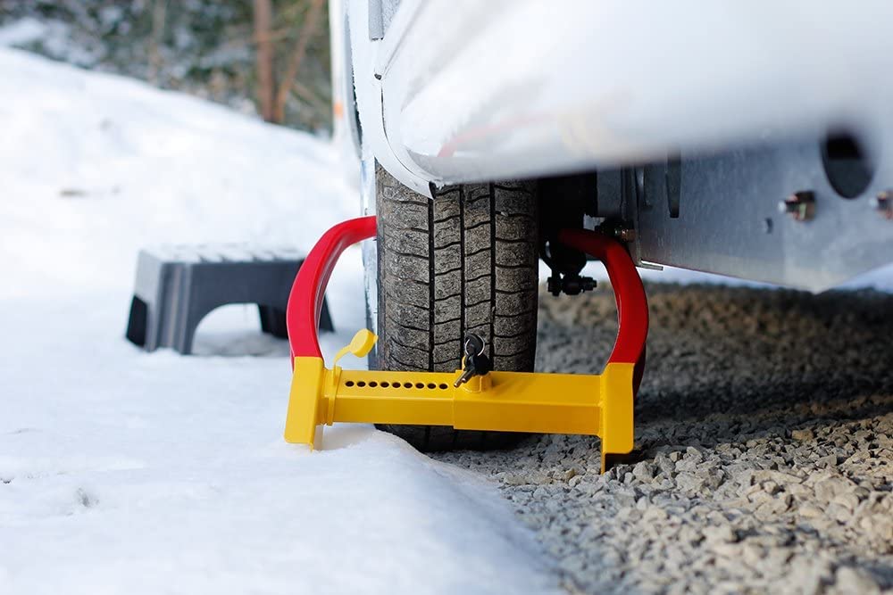 HP-Autozubehör 10055 Parkkralle passend bis 330mm Reifenbreite, Gelb/Rot