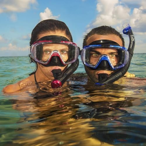 Combo Máscara y Tubo de Snorkel Seco TUSA Sport Visio Tri-Ex Serie Negra Adultos miniatura 4