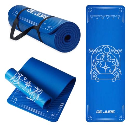 Image of De Jure Fitness Yoga Mat for Women and Men, 8mm Extra Thick Non-Slip NBR Exercise Mat for Yoga, Pilates, Gym & Floor Workouts - with Carry Strap - Cancer