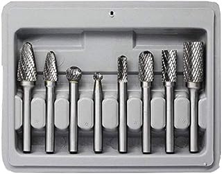 Carbide Burr Set 8pcs JESTUOUS 1/4 Inch Shank Diameter Double Cut Rotary Files Metal Grinding Polishing Carving Tool Drill Bits for Die Grinder Kits