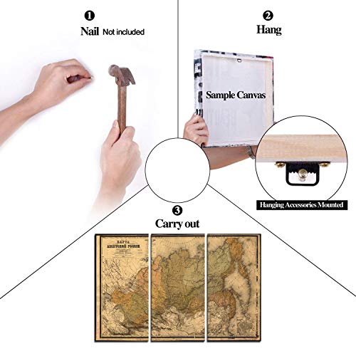 Yatsen Bridge 3 Piece Wall Art Vintage World Map Of Russia Canvas Painting Print Home Decor Russian Language Picture Poster Artwork For Living Room Bedroom Office Stretched And Framed Ready To Hang  thumb #6