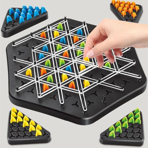 Image of Goyal's Geometry Triangle Strategy Game | Rubber Band Peg Board Puzzle | STEM Brain Development Toy for Kids & Adults | Logic Thinking & Spatial Reasoning Family Game
