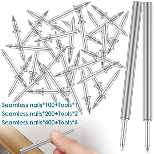 Clavos de doble cabeza para zócalos, sin marcas visibles, para madera, incluye 500 clavos en 5 varillas miniatura 3