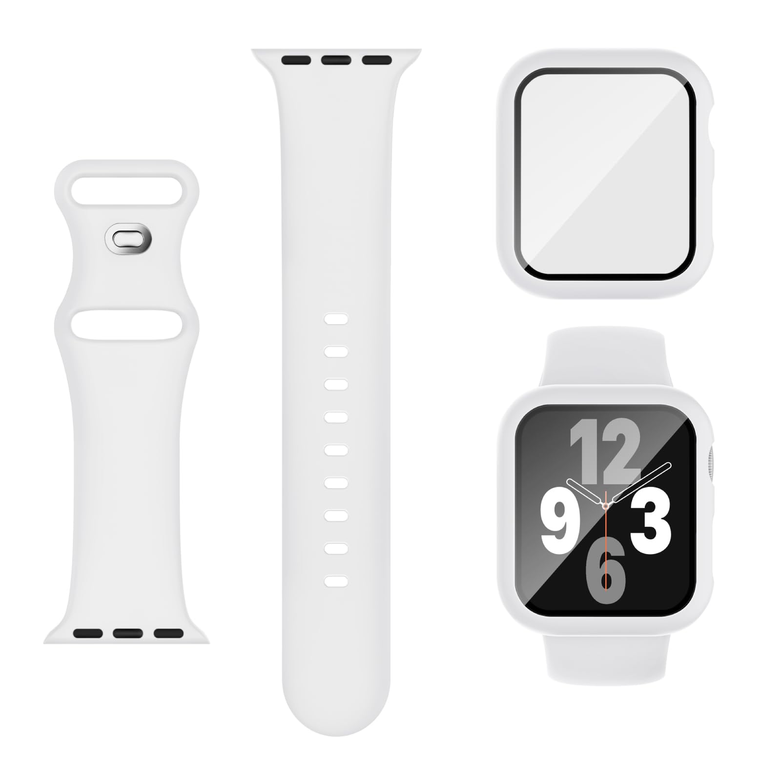Adorique 3-in-1 Compatible for Apple Watch Band 40mm 41mm 42mm 44mm 45mm 46mm, Soft Silicone Sport Strap for iWatch Series SE 10 9 8 7 6 5 4 3
