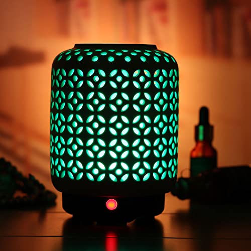 Widewise Ceramic Aroma Diffuser 120ml Essential Oil Diffuser, Ultrasonic Aroma Humidifier Cool Mist Humidifier Air Purify with Timer Waterless Auto Shut-Off and 7 Colors LED Light