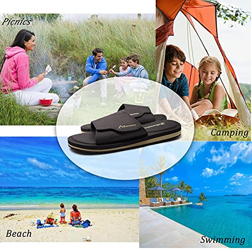 Roknemo Men's Slide Sandals Memory Foam Slides With Arch Support Adjustable Sandals Open Toe Beach Shoes For Men Summer Sports Indoor Outdoor - Brown 9 #TOP7