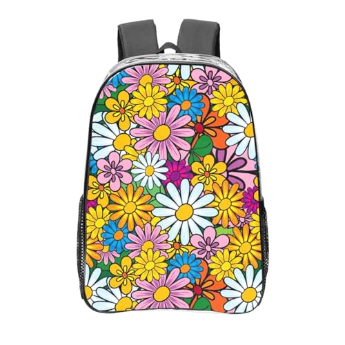 Sac à dos en PVC transparent avec fleurs mignonnes dessin animé imperméable en taille unique