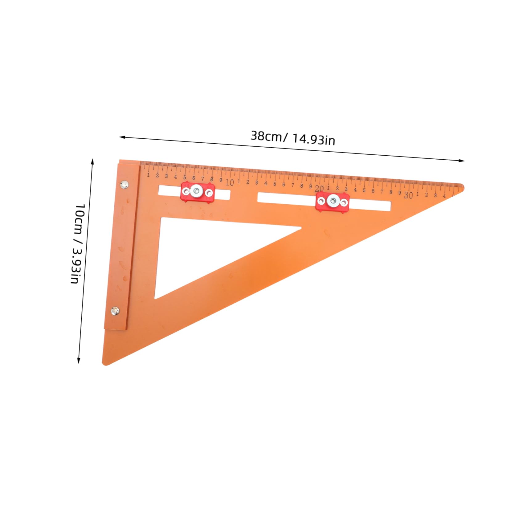 Regla Triangular de Carpintería para Medición Multiángulo 220x380 Mm en Baquelita, Posicionador de Ángulo Recto 90° para Bricolaje y Profesionales, Herramienta Versátil
