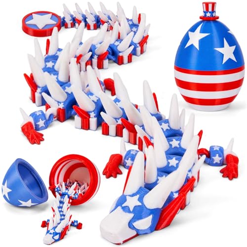 TBOLINE 12" 3D Printed American Flag Dragon Egg, 4th of