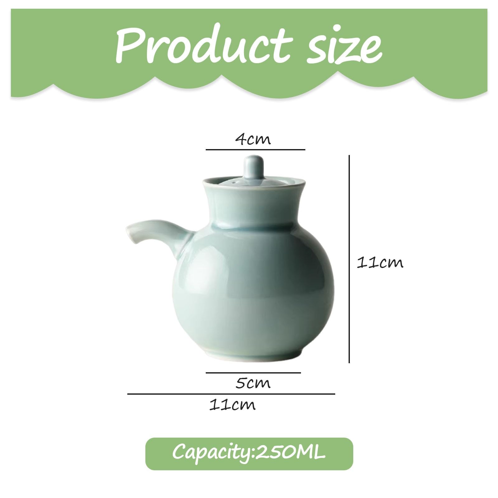 Dispenser per salse in ceramica con coperchio, porta salsa di soia e aceto, in stile giapponese, per condimenti e condimenti, ideale per spezie e salse