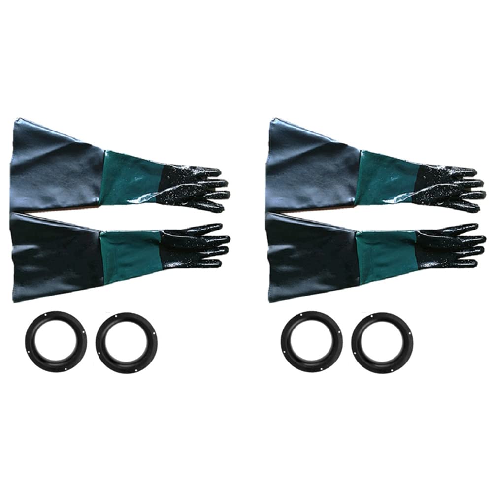 Jnchdghwa Black 2Pair Rubber Sandblasting Gloves 60Cm Heavy Duty Working Protective Sandblaster Gloves