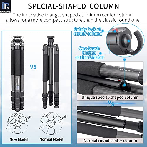 Image of Innorel Carbon Fiber Tripod- Gt324C Professional Compact Portable Tripod For Digital Dslr Camera Heavy Duty Camera Stand Support With Special-Shaped Center Column 1.28In 32.5Mm Tube Max Load