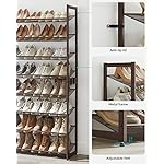 SONGMICS Shoe Rack, 8-Tier Shoe Organizer, Metal Rack for Garage, Set of 2, 4-Tier Stackable Shelf, with Adjustable Flat or Angled Shelves, 32-40 Pairs, Bronze ULMR08A - Image 5