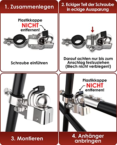 WEIDEBACH® stabile Fahrradanhänger Kupplung aus galvanisiertem Eisen, Ø 2,35 bis 3,05 cm Fahrrad Anhängerkupplung für alle gängigen Sattelstützen, Anhängerkupplung Fahrrad einfach montierbar
