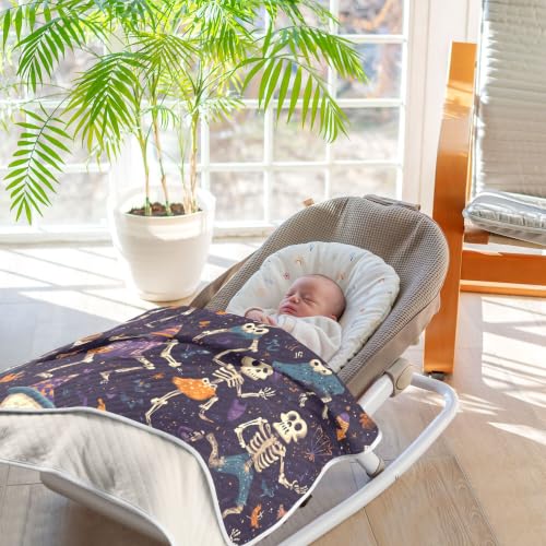 Image of Halloween Cute Skeleton Baby Blankets