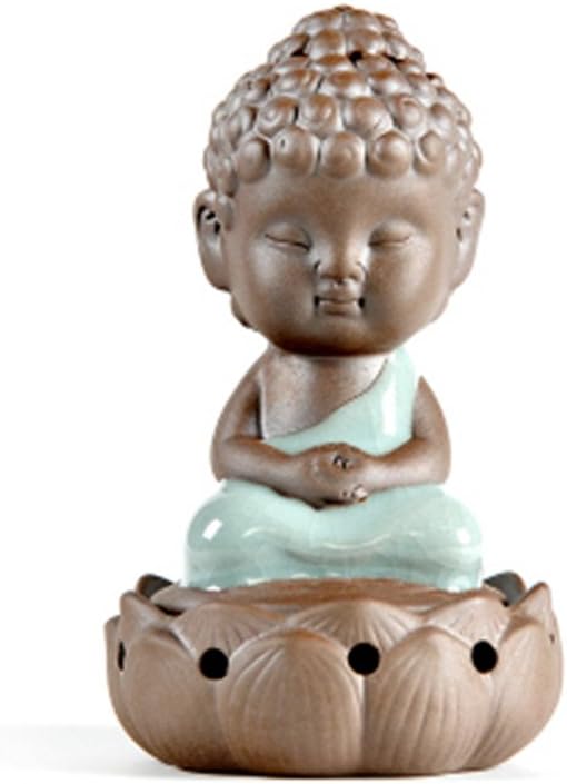 Ceramic Incense Burner Small Monk Incense Coil Sandalwood Incense Cone Censer - Blue