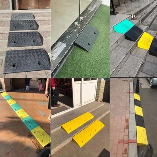 Rampa de plástico para bordillo de 5in, rampa portátil para acceso, rampa para scooter de movilidad y silla de ruedas, antideslizante (Amarillo, 49x27x12cm) miniatura 6